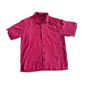 Tommy‎ Bahama Silk Button Up Shirt Men's Size L/G Red Short Sleeve
